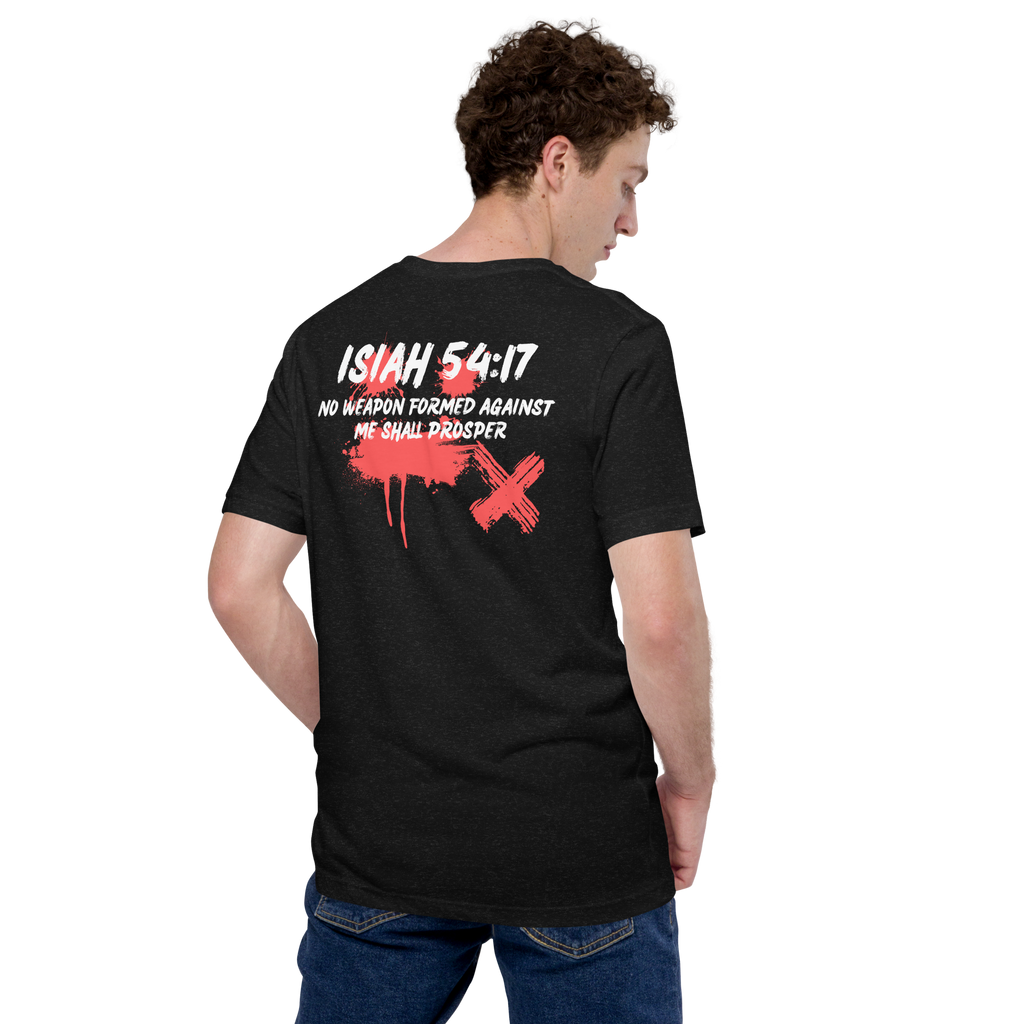Black Unisex t-shirt -  Forged in the Battlefield with Isaiah 54:17